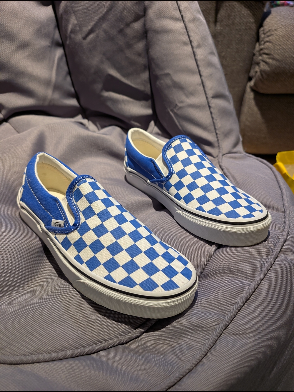Vans Blue & White Checkerboard Slip-On Sneakers Never worn